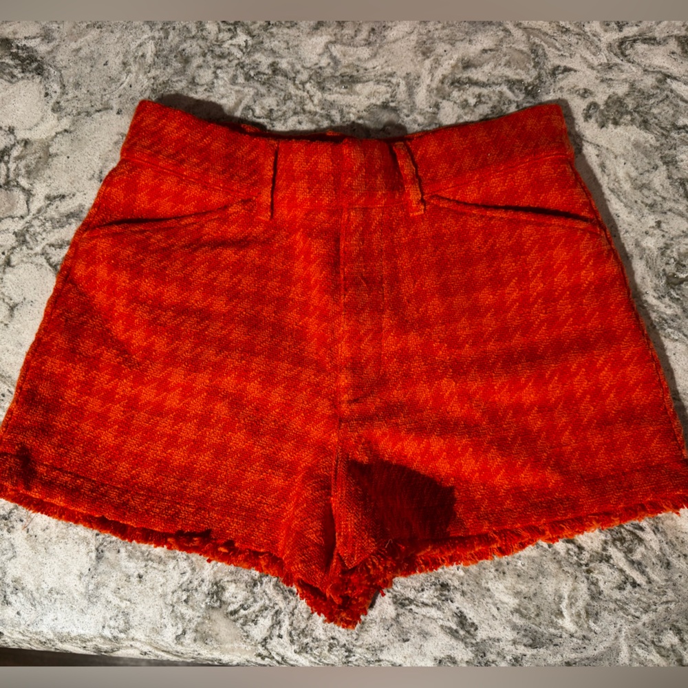 Orange houndstooth Zara shorts
